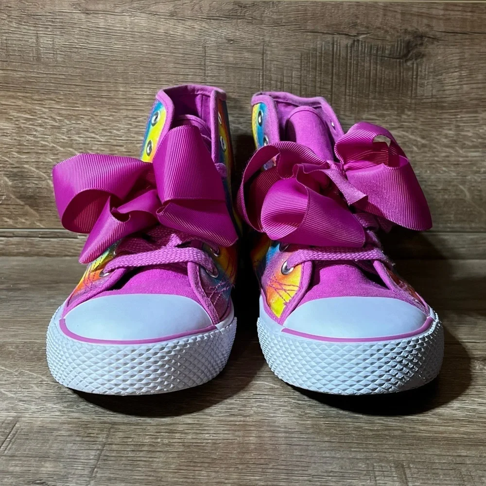 JoJo Siwa Legacee High Bow Sneaker‎ Shoes Rainbow Glitter Girl's Size 4 Lace Up